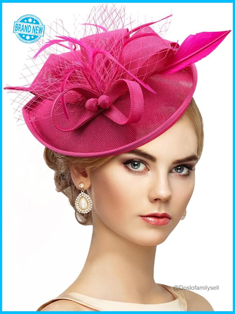 Vintage Derby Fascinator Hat With Feathers Adjustable Headband Tea Party